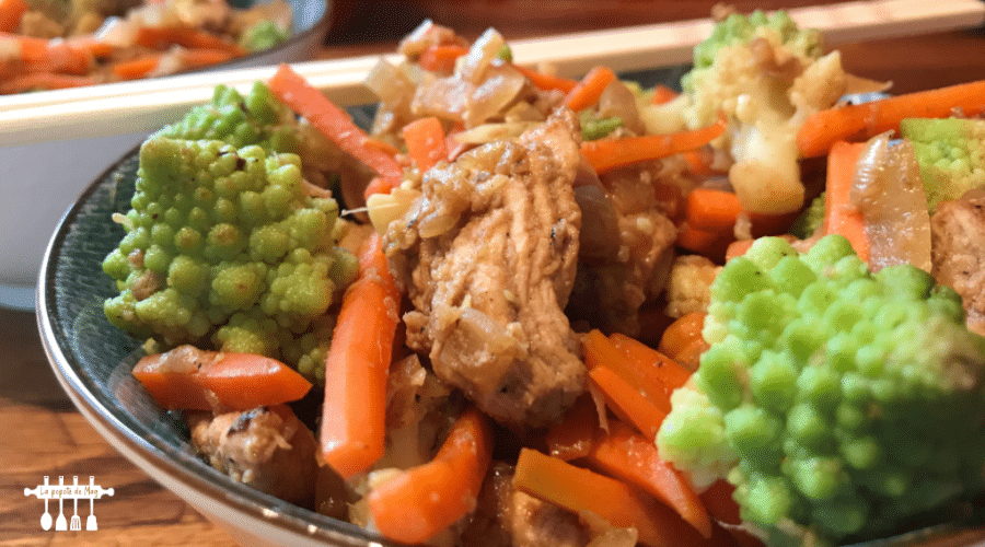 wok de dinde marinée aux légumes